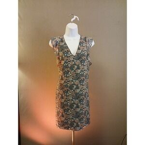 Loft Womens Grey Pink White Floral Chiffon Flutter Sleeve Shift Dress Sz XS CUTE